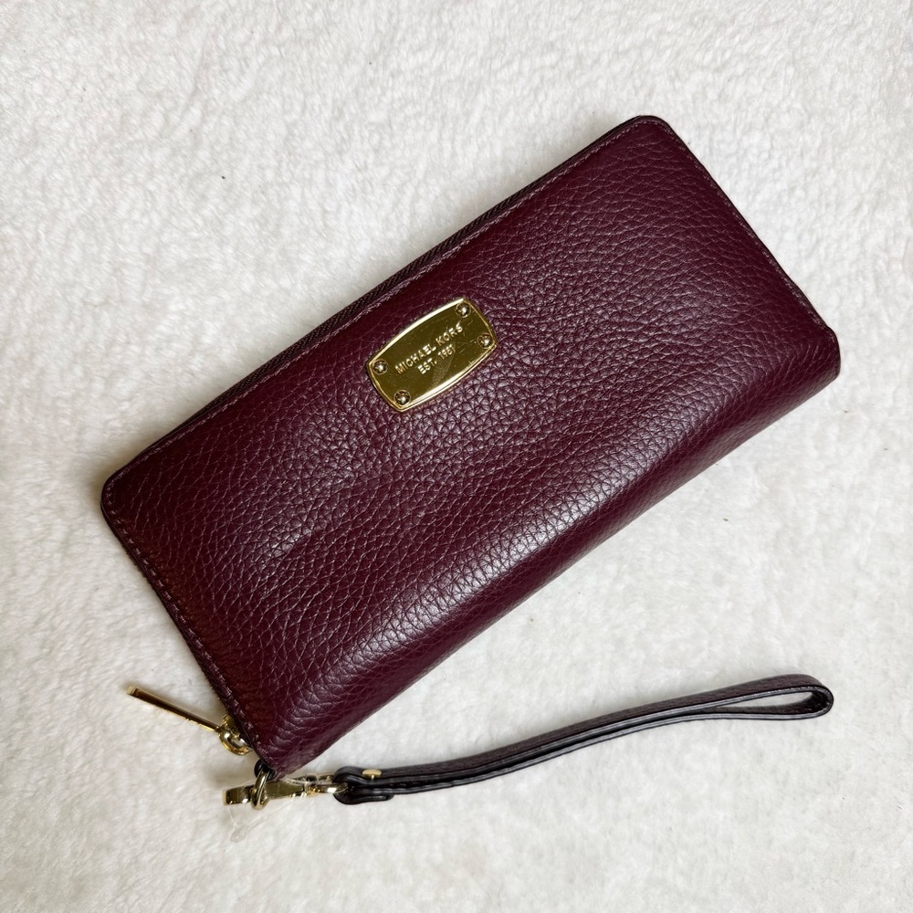 Michael Kors Dark Red Leather Wristlet Wallet